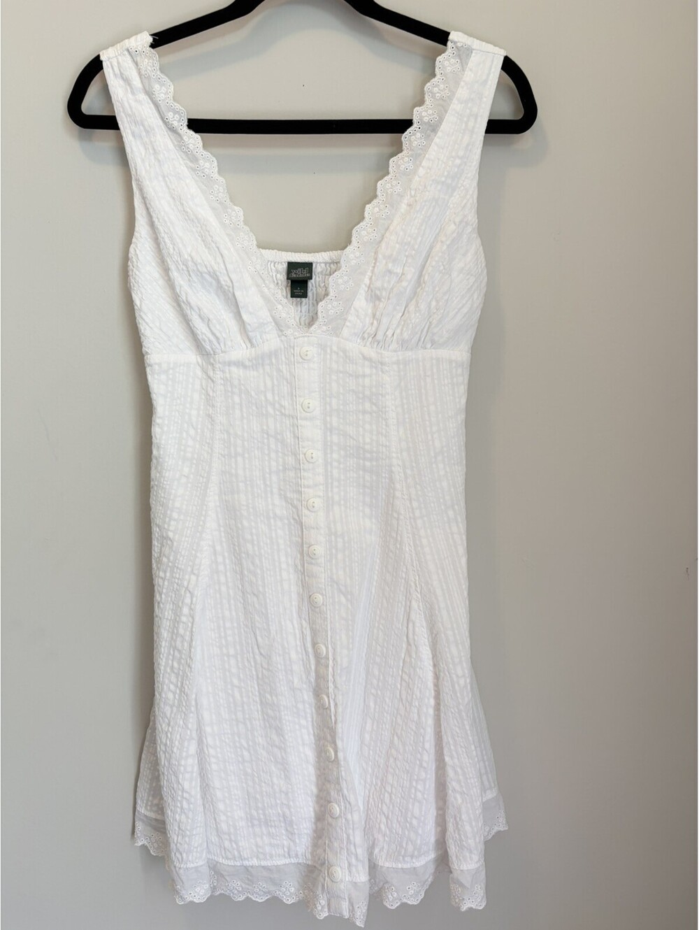 Wild Fable White Eyelet Lace Button-Front Mini Dress — Size S